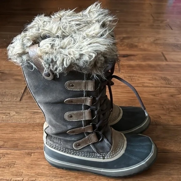 Sorel Joan Of Arctic Waterproof Winter Snow Boots Brown Faux Fur Cuff Size 7 - Picture 1 of 11